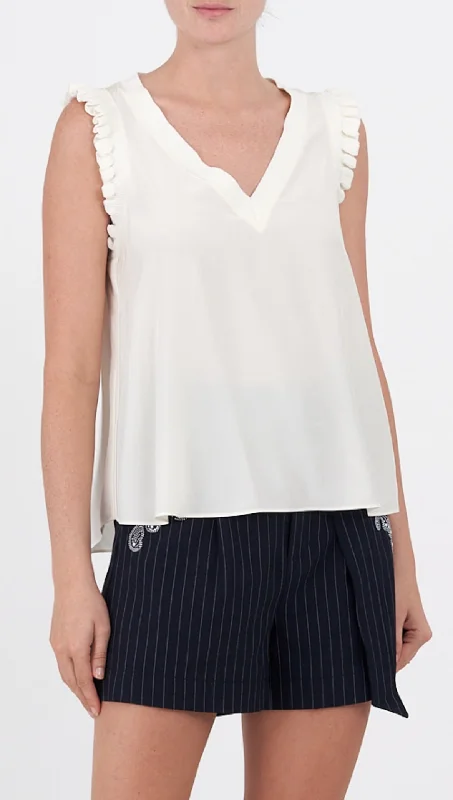 Friends and Family Sale V-Neck Lenore Top in Ivory