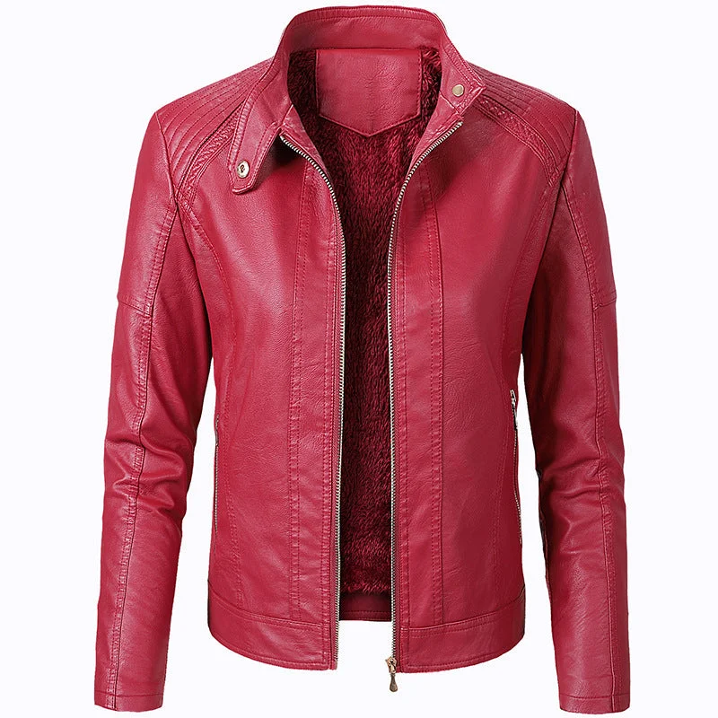 Sale Alert Long Sleeve Ladies Leather Jacket Pu Leather Women Short