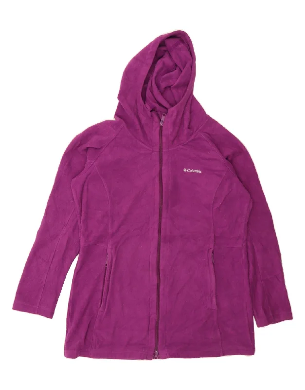 Massive Savings COLUMBIA Womens Hooded Fleece Jacket UK 16 Large Purple Polyester