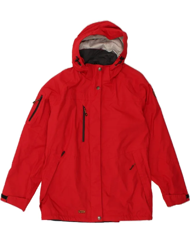 Savings Bonanza IGUANA Womens Hooded Windbreaker Jacket IT 44 Medium Red Polyester