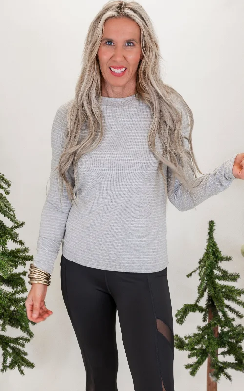 Mega Deal Grey Stripe Jersey Pullover Top