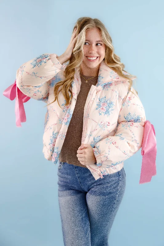 Price Cut RESTOCK: Graceful Moments Puffer Jacket-Peach