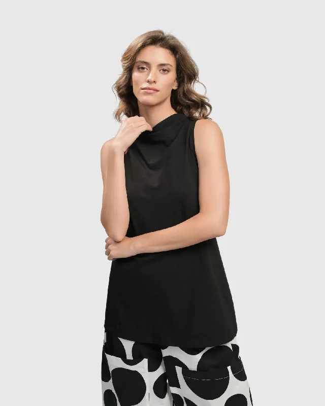 Overstock Sale Urban Sleeveless Mockneck Top, Black