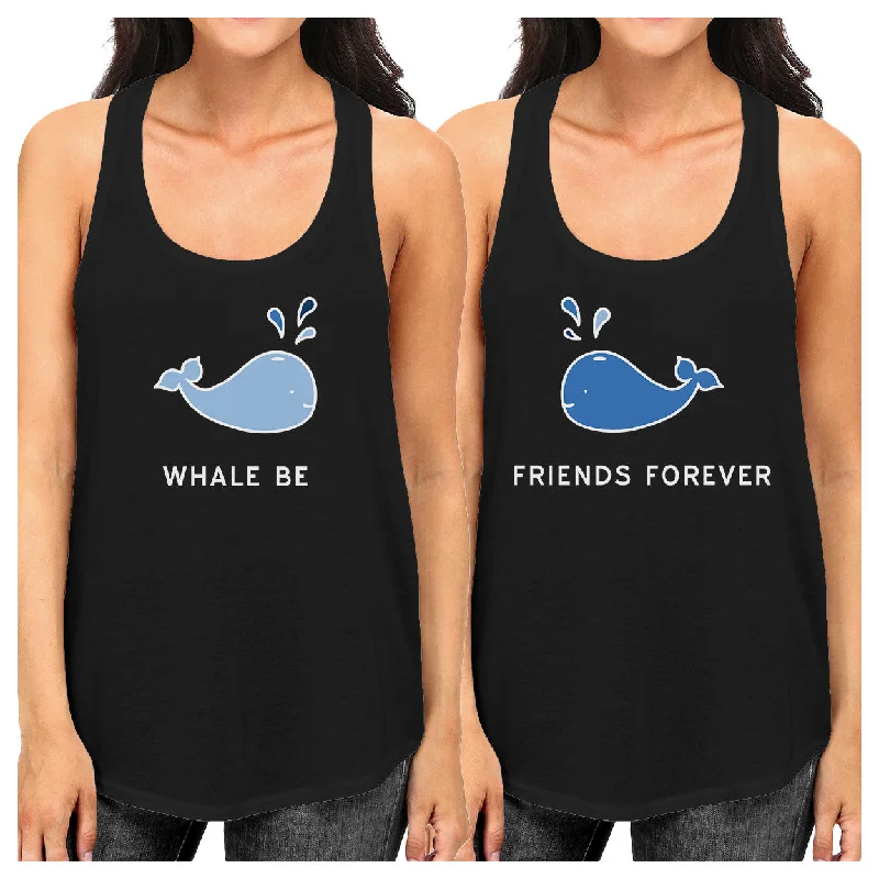 Best Seller Whale Be Friend Forever BFF Matching Black Cotton Summer Tank Top