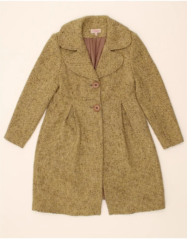 Final Clearance REGINE Womens Overcoat UK 16 Large Green Flecked Wool