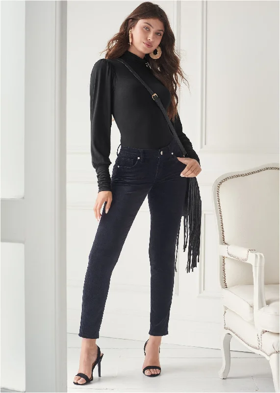 Price Drop Velvet Pants - Black