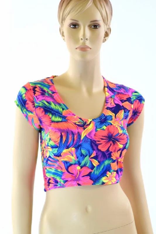 Weekend Savings Fiesta Tahitian Floral Cap Sleeve Crop