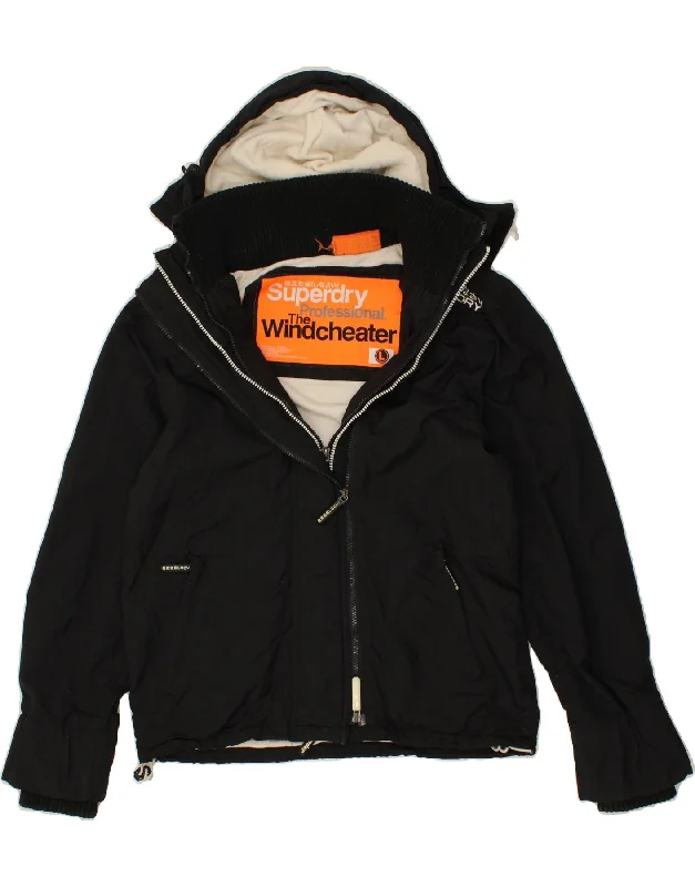 Instant Discount SUPERDRY Womens The Windcheater Windbreaker Jacket UK 16 Large Black