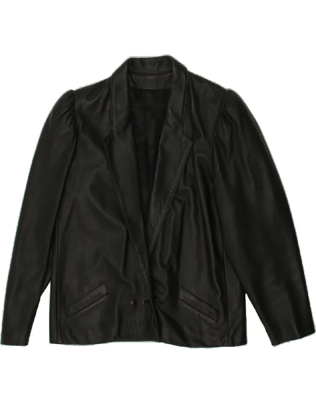 Members Only VINTAGE Womens Leather Jacket UK 16 Large Black Leather