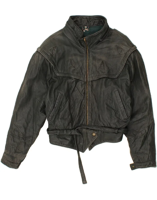 Clearance Sale VINTAGE Womens Leather Jacket UK 16 Large Black