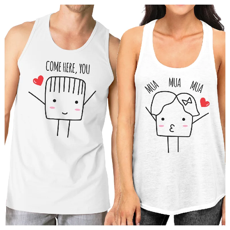 Warehouse Sale Come Here You Mua Mua Mua Matching Couple White Tank Tops