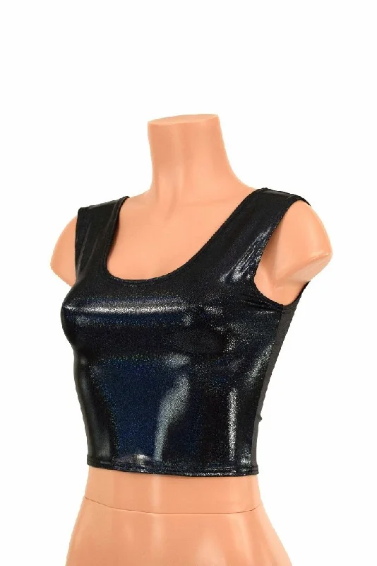 Weekend Deals That Spark Black Holographic Crop Top