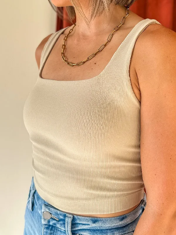 Weekend Deals to Make You Happy Ribbed Square Neck Crop Tank