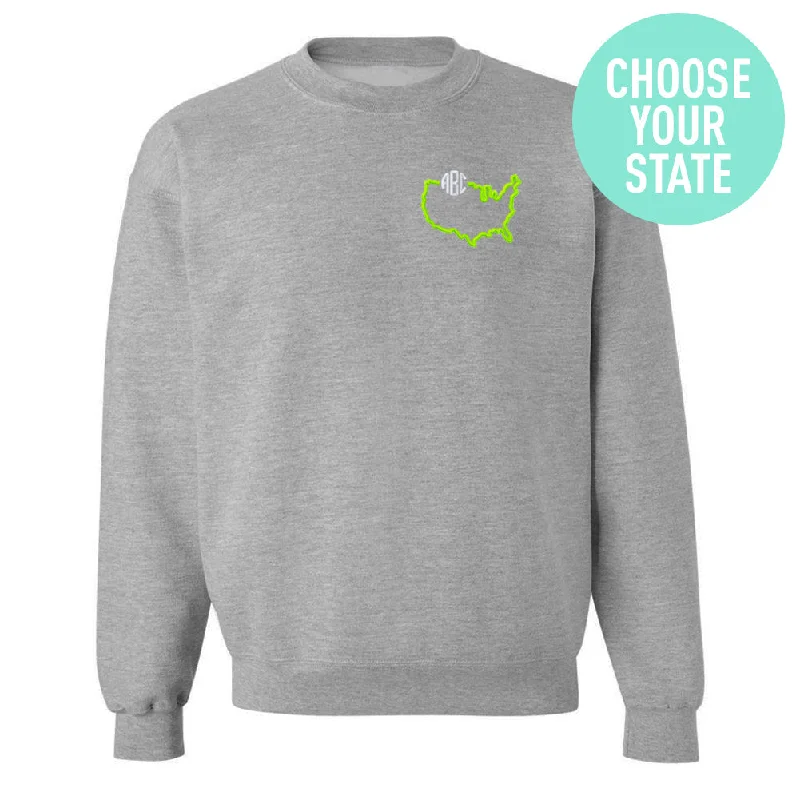 Weekend Discounts You Deserve Monogrammed State Pride Crewneck Sweatshirt