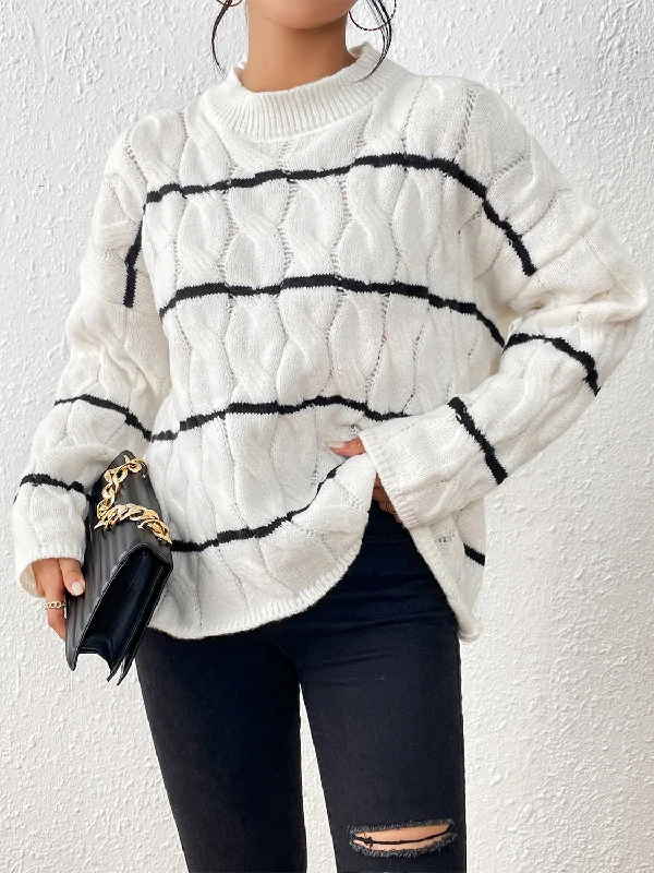 Unmissable Offer Striped Cable-Knit Sweater