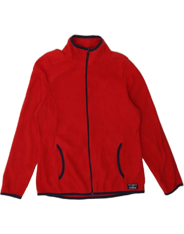 One-Day Only L.L.BEAN Womens Fleece Jacket UK 14 Medium Red Polyester