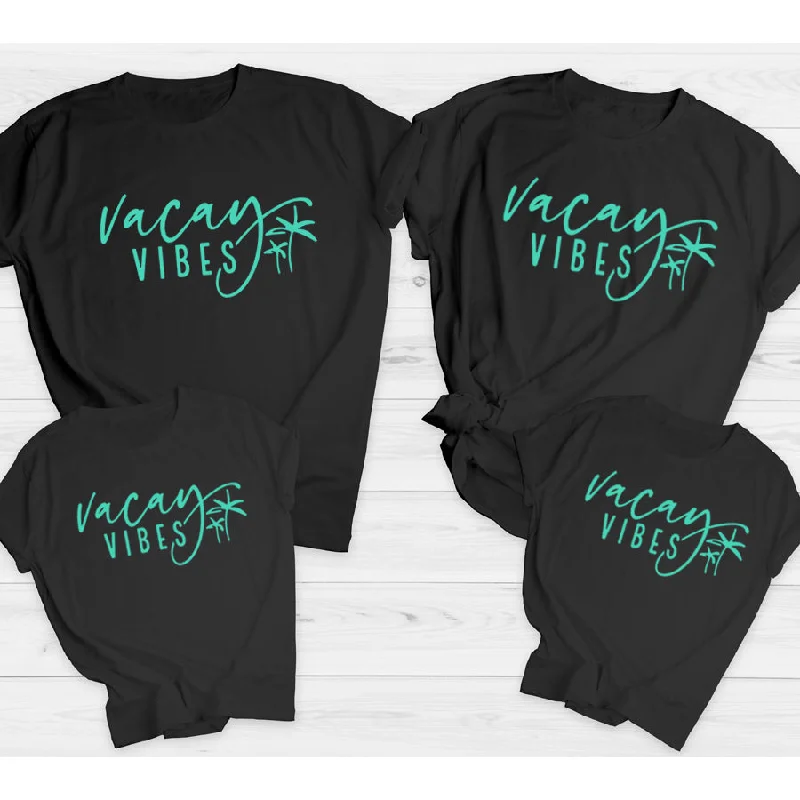 Final Offer Vacay Vibes Matching Summer T-Shirts Black/Teal