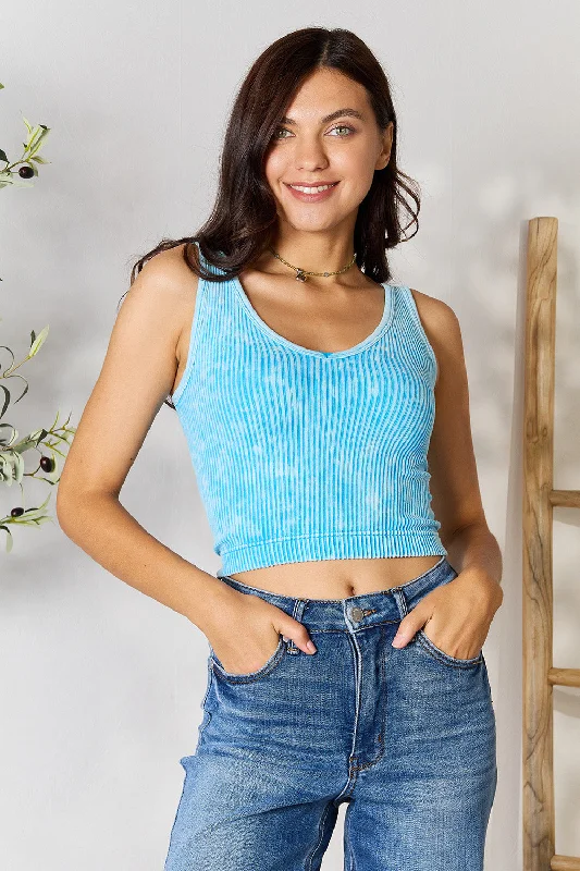 Price Drop Alert Zenana Ribbed Round Neck Cropped Tank Top