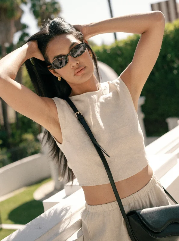 Celebrate the Weekend with Discounts Valentina Top - Oatmeal Linen