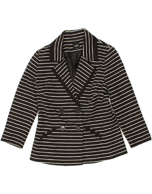 Midnight Sale OASIS Womens 3/4 Sleeve Blazer Jacket UK 10 Small  Black Striped
