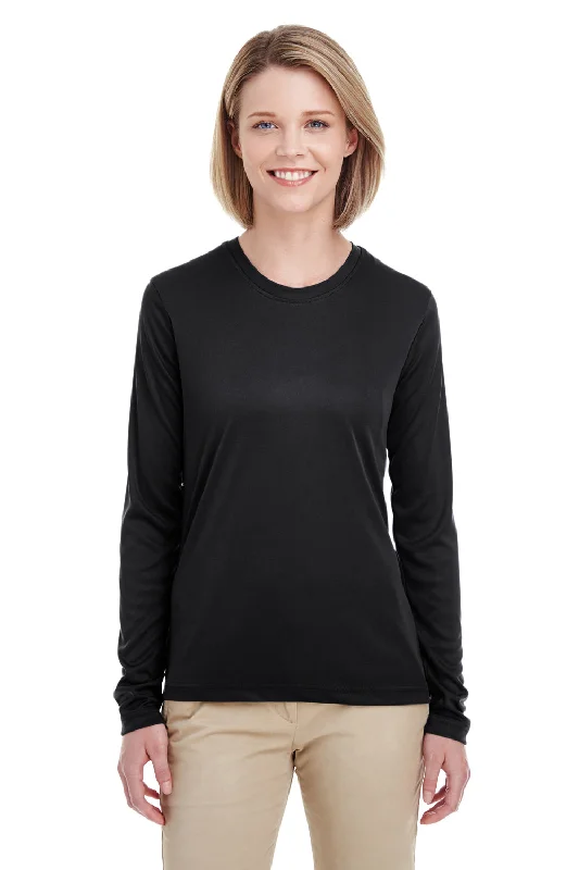 Major Deal UltraClub Womens Cool & Dry Performance Moisture Wicking Long Sleeve Crewneck T-Shirt - Black