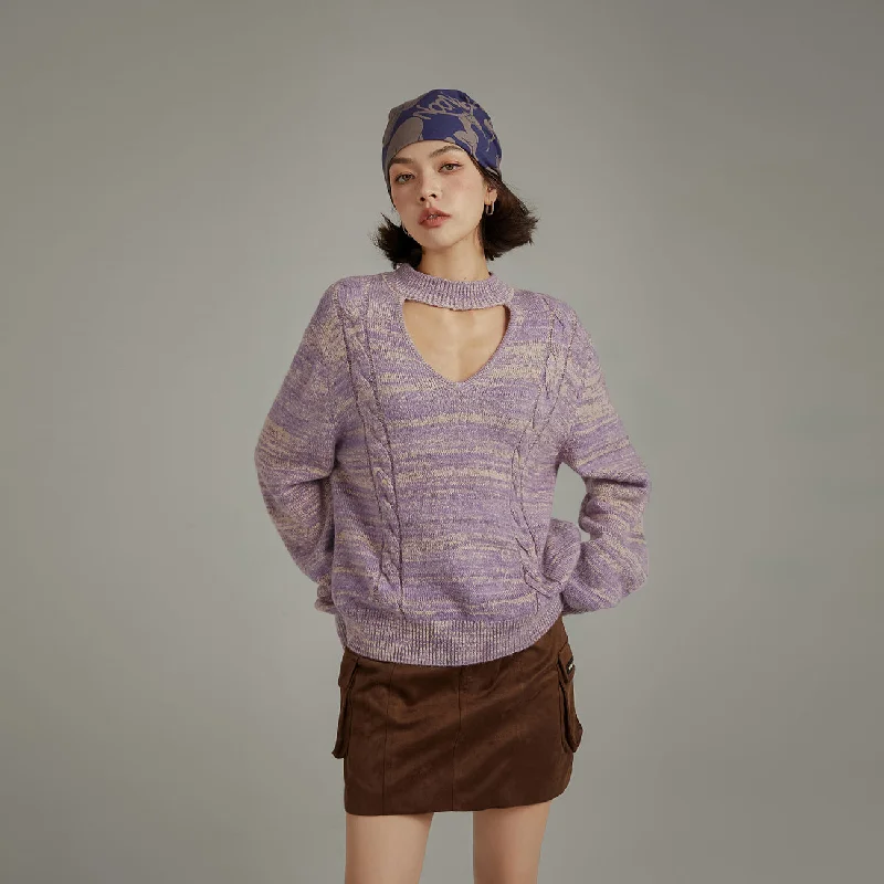 Season Finale Sale Front Cutout Loose Fit Knit Sweater