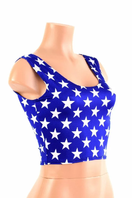 Unbeatable Prices Blue & White Star Crop Top