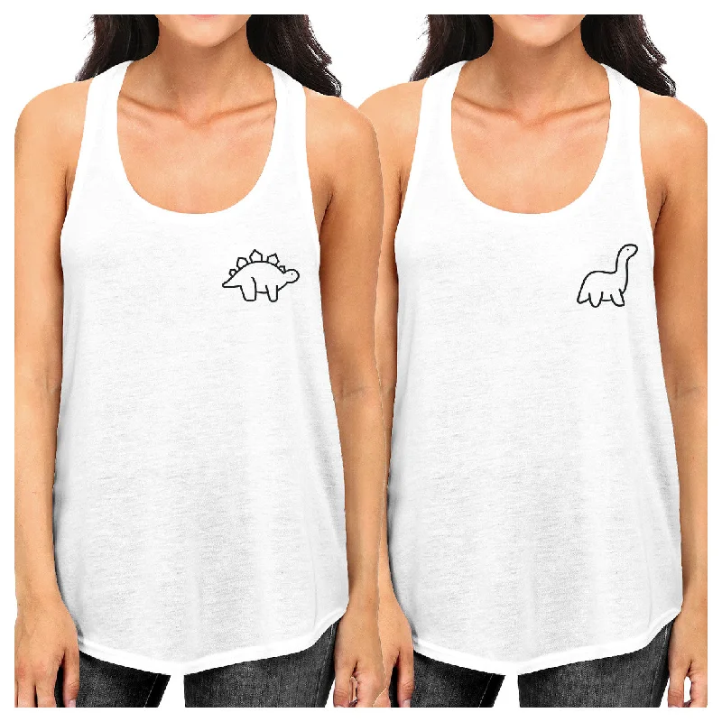 Take Advantage Dinosaurs BFF Matching White Tank Tops