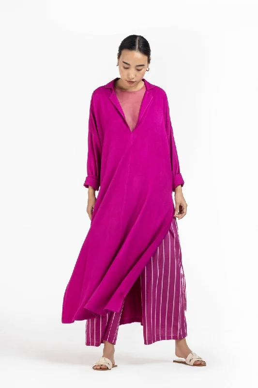 Markdown Madness V Neck Tunic with Net Slip Hot Pink