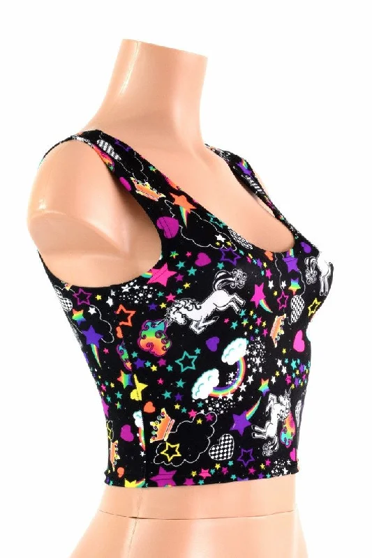 Big Savings Unicorns and Rainbows Sleeveless Crop Top