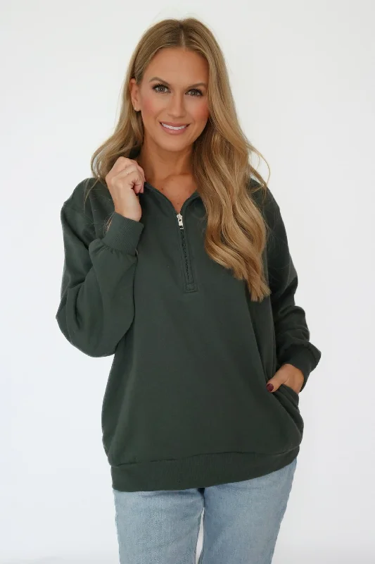 Final Clearance Active Pocket Sweatshirt- Green