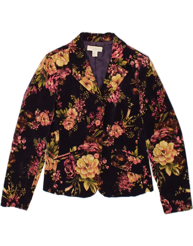 Stock Up PETITE SOPHISTICATE Womens Blazer Jacket US 6 Medium Purple Floral