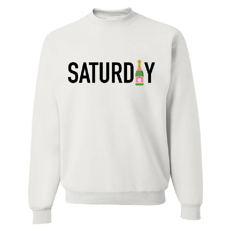 Super Sale Monogrammed 'Champagne Saturday' Crewneck Sweatshirt