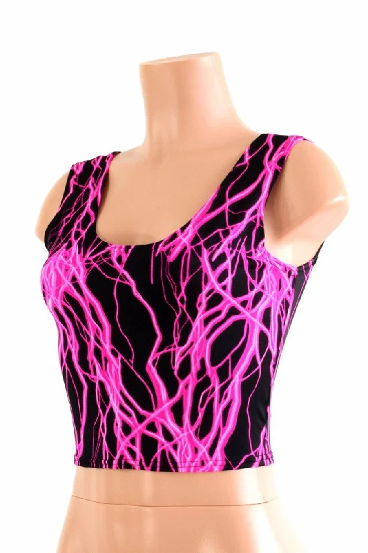 Weekend Offers That Tempt Neon Pink Lightning Crop Tank