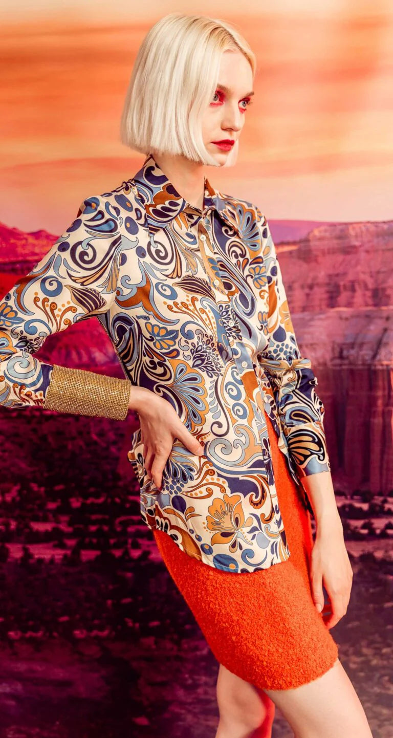 Online Only VLT's By Valentina's Long-sleeved viscose blouse PAISLEY