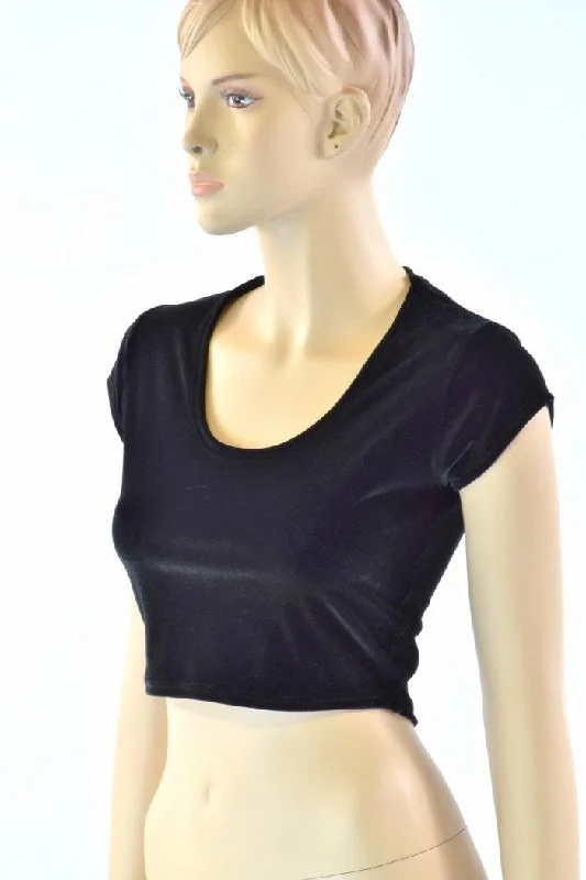 Bonus Savings Black Soft Knit Cap Sleeve Crop