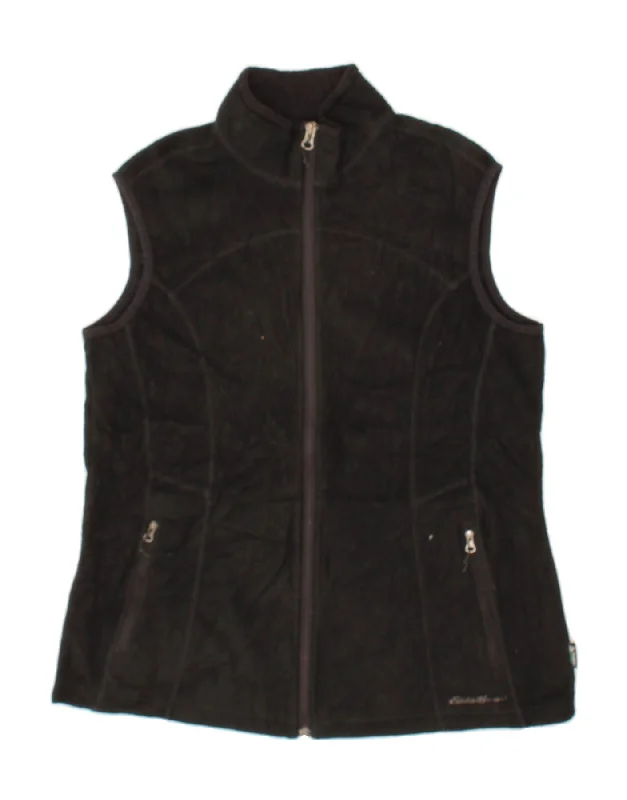 Crazy Savings EDDIE BAUER Womens Fleece Gilet UK 14 Large Black Polyester