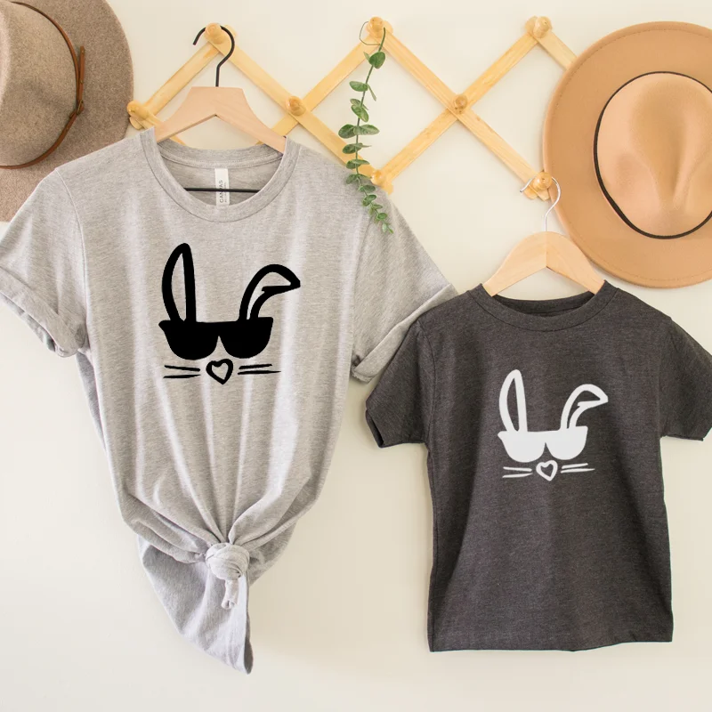 Super Savings Cool Bunny Matching T-Shirts - Charcoal/Heather Grey