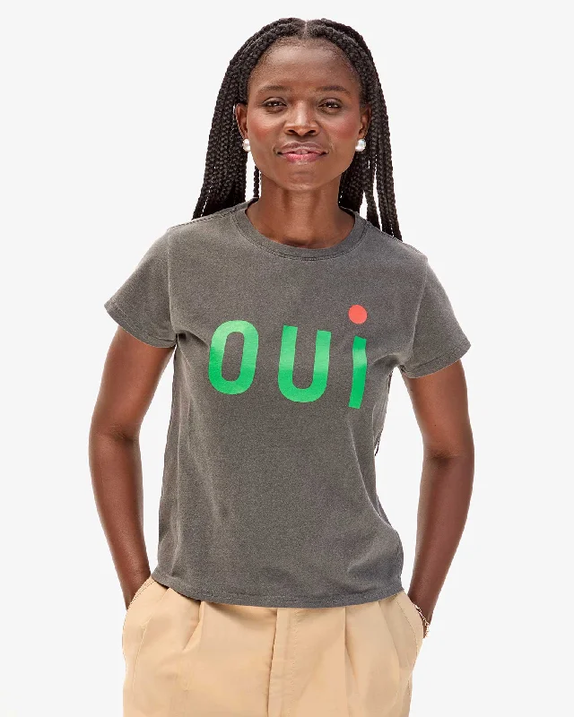Amazing Value Classic Tee ~ Faded Black w/ Green & Poppy Oui