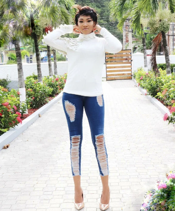 Savings Galore Leather feather top