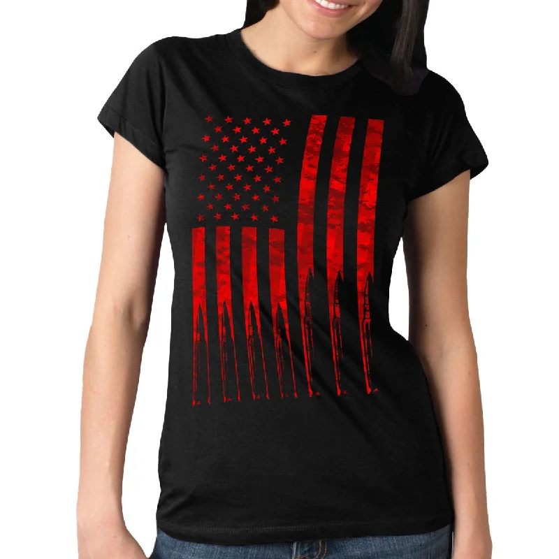 Weekend Deals to Brighten Your Day Hot Leathers GLR1498 'Flag and Bullets' Full Cut Ladies Black T-Shirt