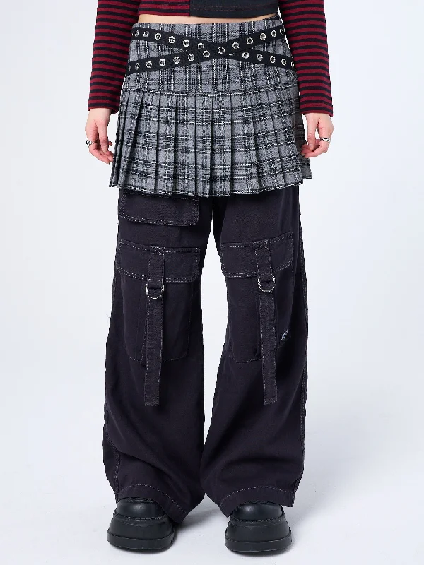 Super Sale Meryl Grey & Black Tartan Mini Skirt