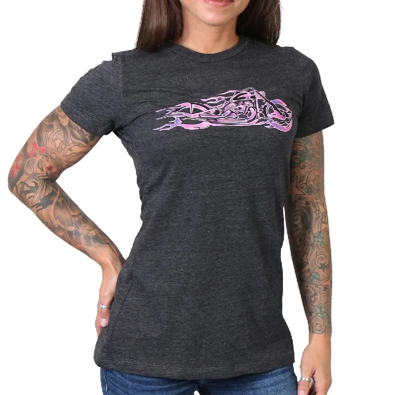Weekend Specials to Snag Hot Leathers GLR1215 Ladies Pink and Purple Fire Bobber Full Cut Motorcycle T-Shirt Weekend Specials to Snag Hot Leathers GLR1215 Ladies Pink and Purple Fire Bobber Full Cut Motorcycle T-Shirt
