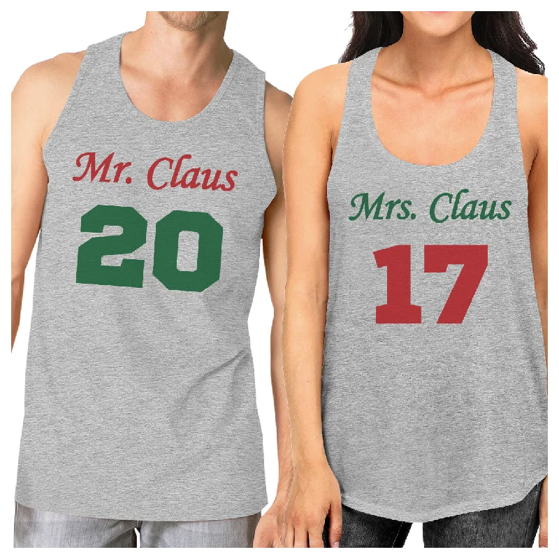 Weekend Special Mr. And Mrs. Claus Matching Couple Grey Tank Tops