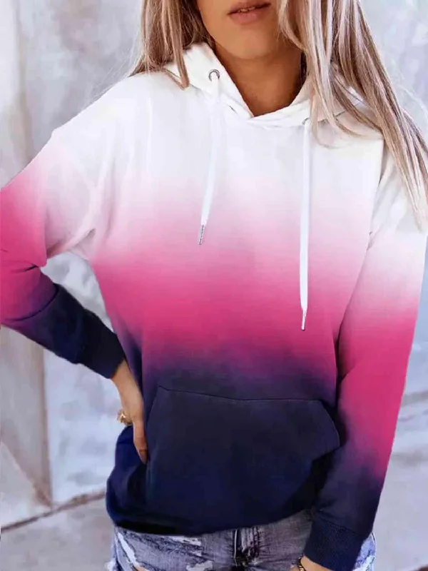 Early Bird Gradient Drawstring Long Sleeve Hoodie