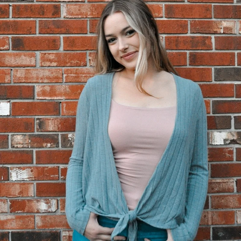 The Best Prices Ribbed Tie Front Cardigan
