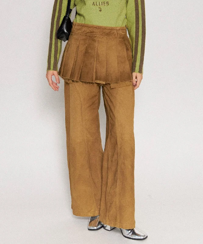 Can't Be Beat Pleated Skirt Layered Pants