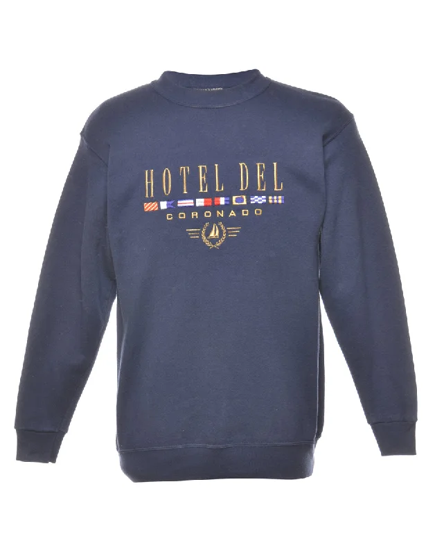 Overstock Sale Navy Oneita Hotel Del Printed Sweatshirt - S
