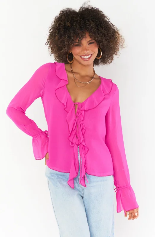 Weekend Specials Just for You Adela Ruffle Top in Pink
