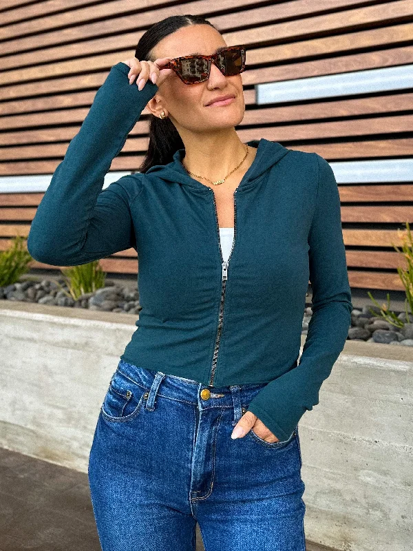 Weekend Offers That Shine Zip Up Cropped Hoodie
